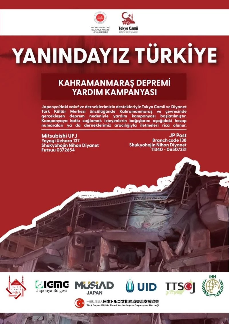 Japonya’daki Türk sivil toplum kuruluşlarından deprem bölgesine destek
