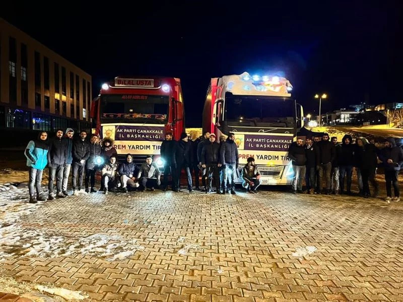 Çanakkale’den 6 TIR dolusu yardım malzemesi deprem bölgesine gönderildi
