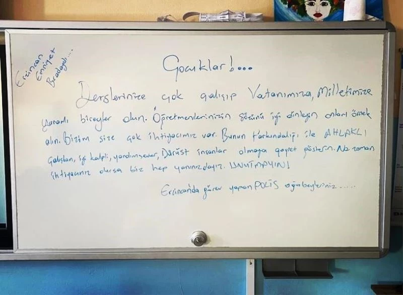 Erzincan polisinden duygulandıran not
