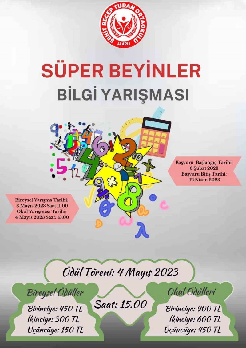 Okullar arası Matematik Bilgi Yarışması düzenlenecek
