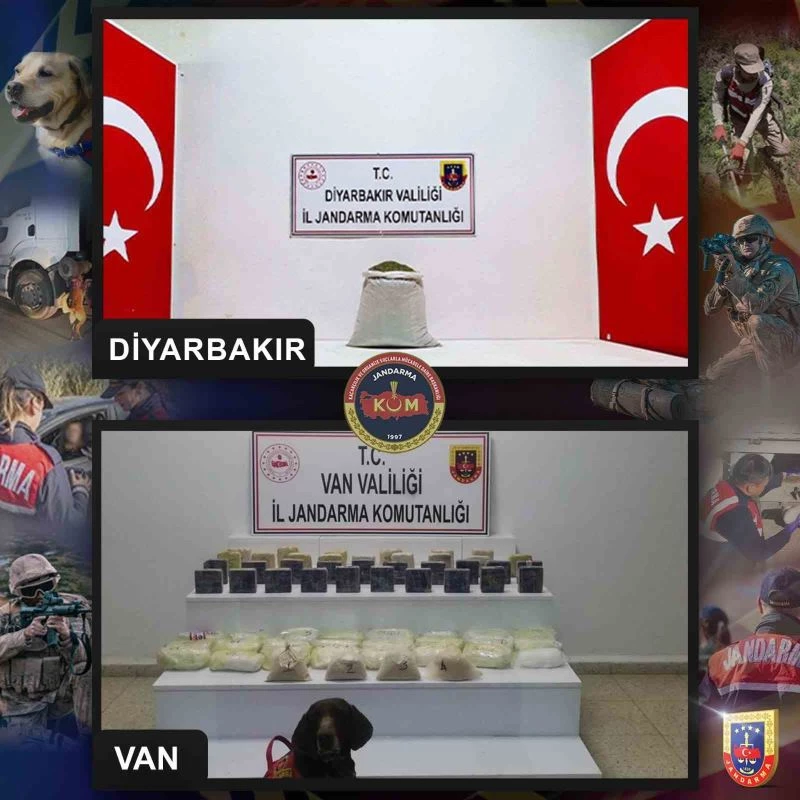 Diyarbakır ve Van’da toplam 47 kilo uyuşturucu ele geçildi
