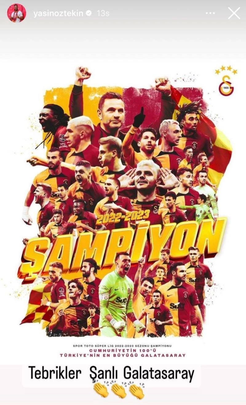 Yasin Öztekin, eski takımı Galatasaray’ın şampiyonluğunu kutladı
