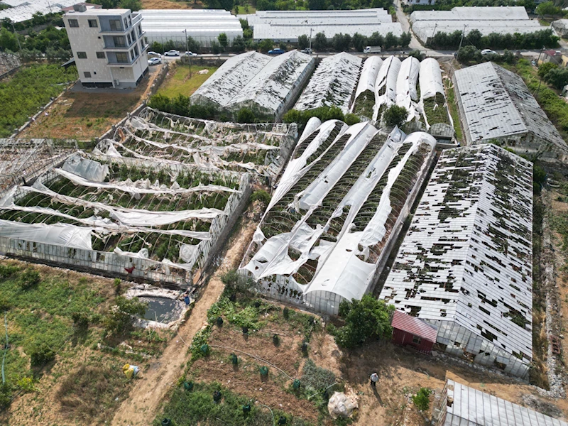 Gazipaşa ilçesinde hortumun zarar verdiği seralarda hasar tespiti çalışması yapıldı